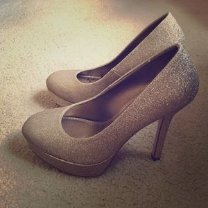 Brash gold glitter heels