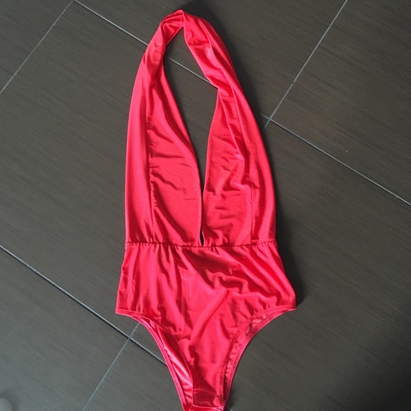Tobi Coral Halter Bodysuit