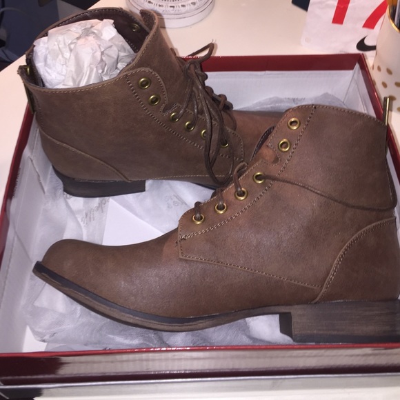 brown combat boots