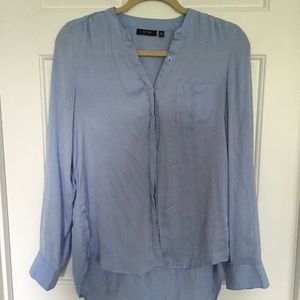 Light blue high low blouse