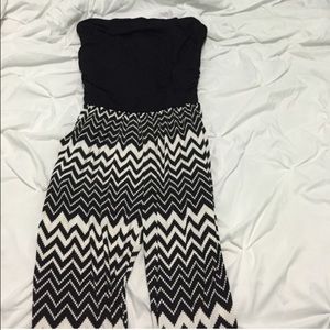 black and white striped jumpsuit