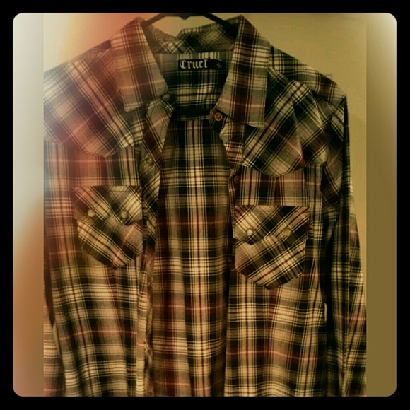 Womens Cruel girl plad shirt size large