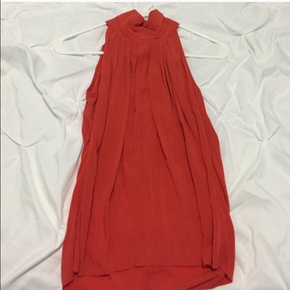 orangey red high neck top