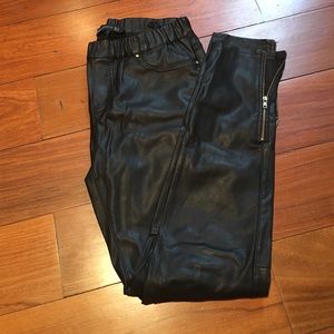 Zara Faux Leather Pull on Jean with Ankle Zips