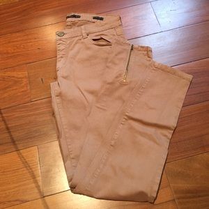Zara Camel Back Zip Slim Fit Pant