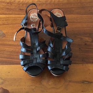 Jeffrey Campbell leather and cork wedges