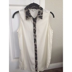 ASOS White blouse with leopard detail