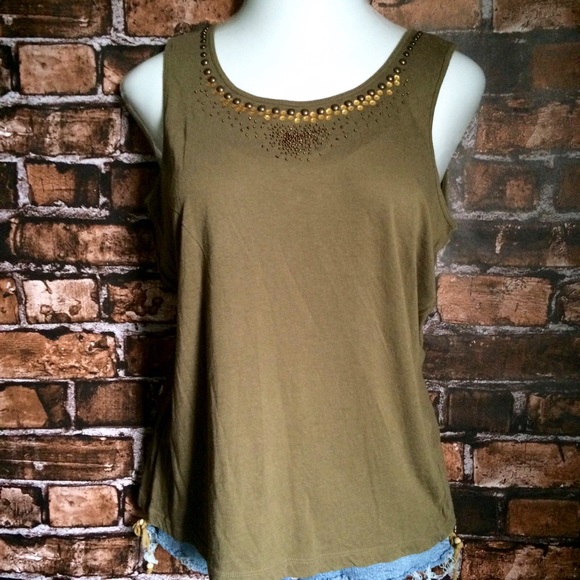 Talbots Tops - Talbots olive embellished tank