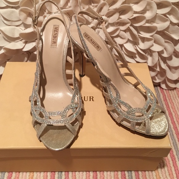 gold event heels with embellished straps