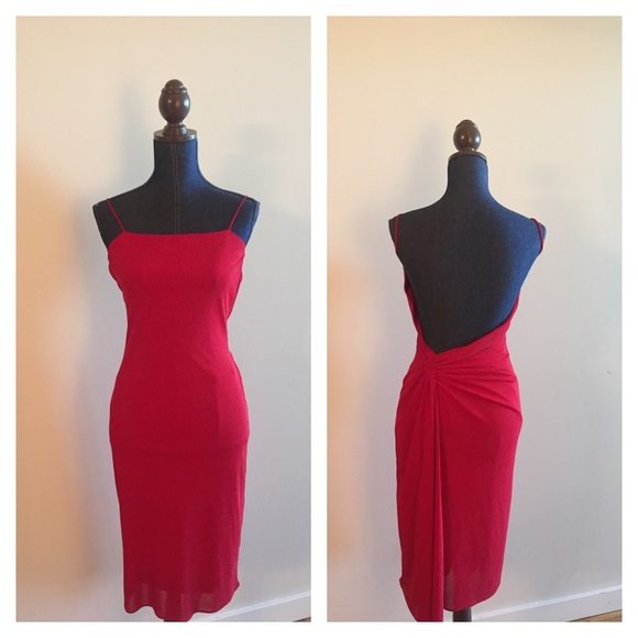 Laundry Red open back asymmetrical dress
