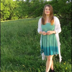 Green ombré strapless dress