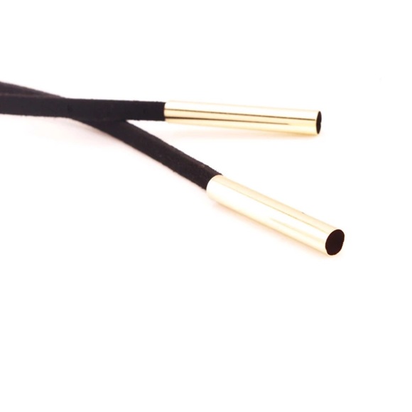 Black Suede Choker Necklace with Gold Tips - Picture 4 of 4