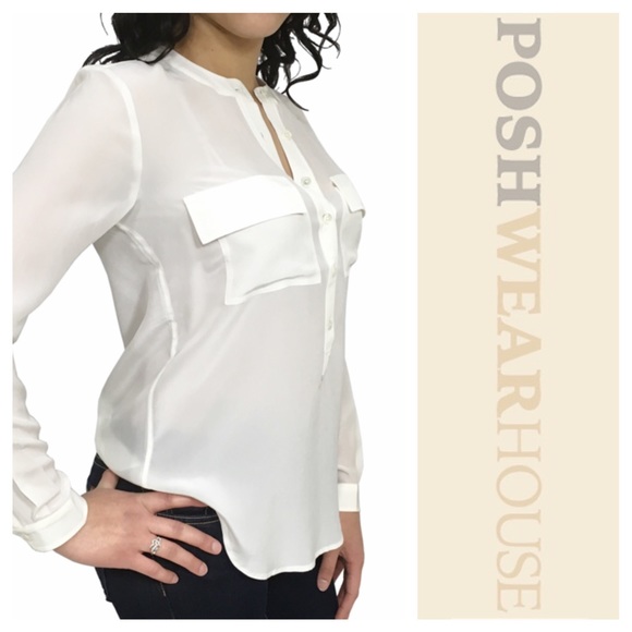 Banana Republic Tops - White Sheer Silk Blouse (Also available in blue)