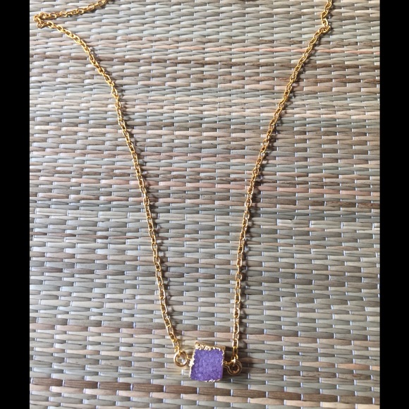 24K GOLD DIPPED DRUZY CRYSTAL NECKLACE - Picture 7 of 8