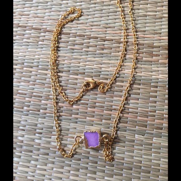 24K GOLD DIPPED DRUZY CRYSTAL NECKLACE - Picture 8 of 8