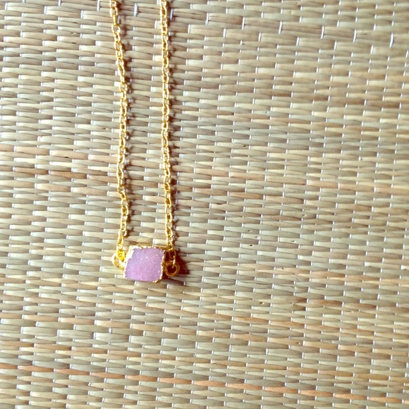 24K GOLD DIPPED DRUZY CRYSTAL NECKLACE - Picture 3 of 8