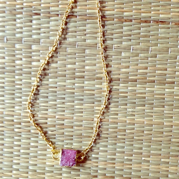 24K GOLD DIPPED DRUZY CRYSTAL NECKLACE - Picture 4 of 8