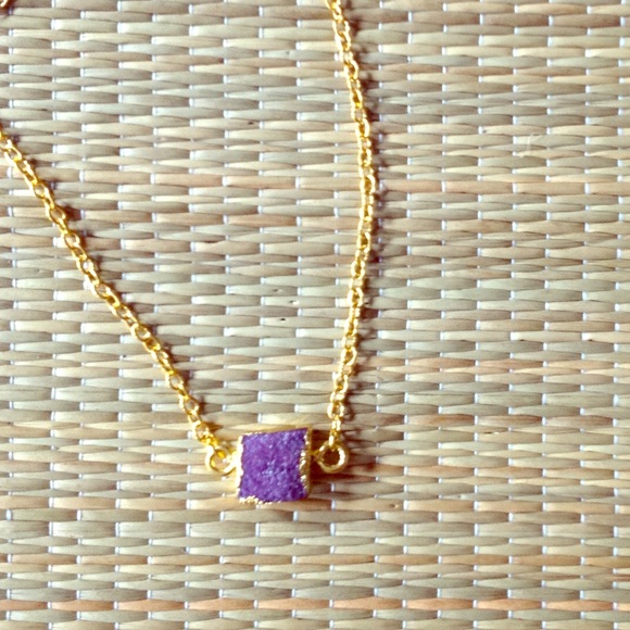 24K GOLD DIPPED DRUZY CRYSTAL NECKLACE - Picture 6 of 8