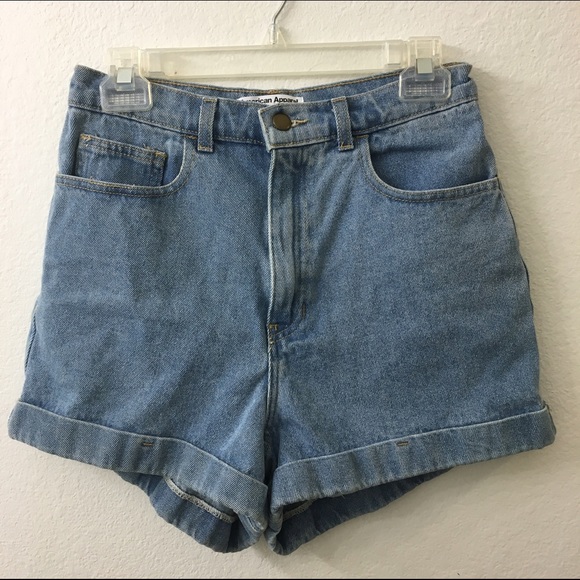 American Apparel High-Waist Jean Cuff Shorts