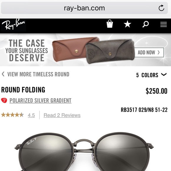 New Polarized Ray-Ban Round Folding Sunglasses! - Picture 3 of 3