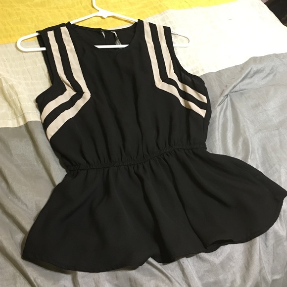 cute nude & black blouse