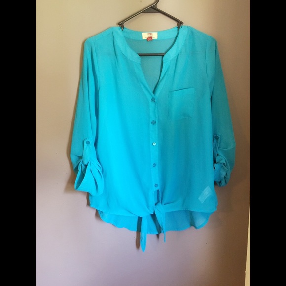 Teal see through shirt