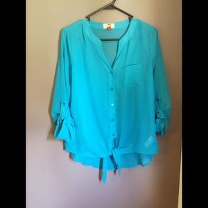 Teal see through shirt