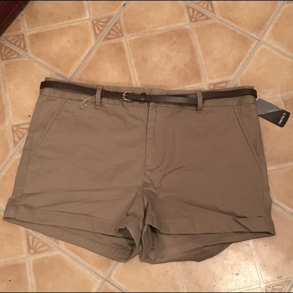 Plain Front Khaki Shorts