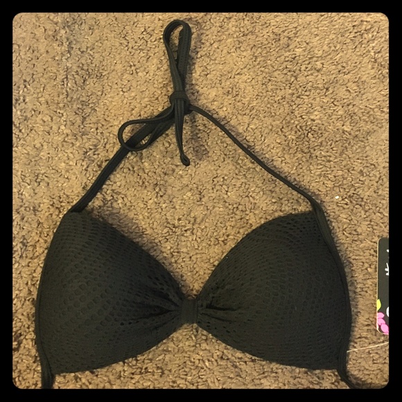 Simple black string bikini top
