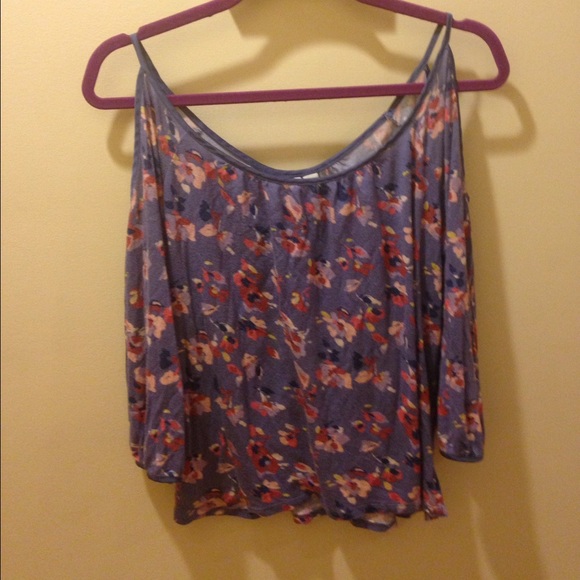 Lavender floral half sleeve with open shoulders