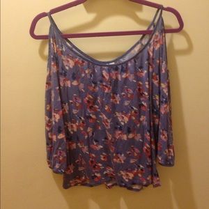 Lavender floral half sleeve with open shoulders