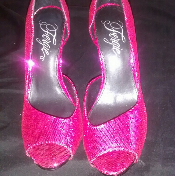Hot pink D'orsay peep toe heels