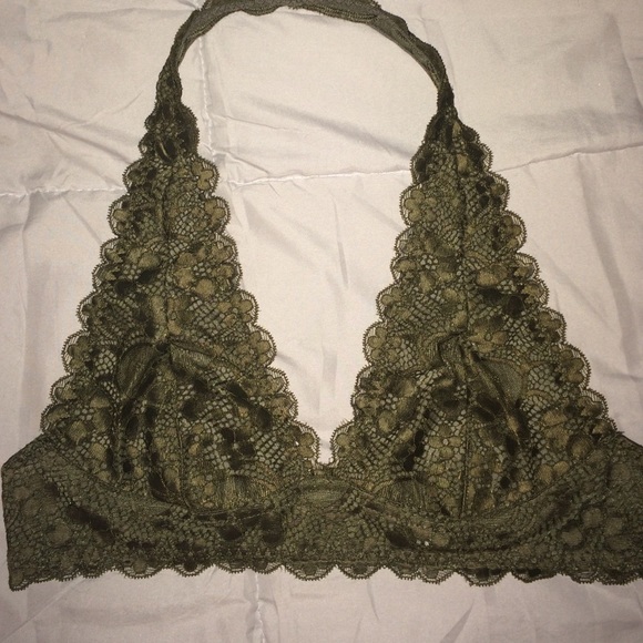 Free People Other - Dark olive lace halter bralette