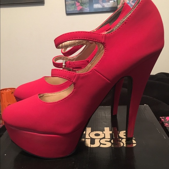 Red double strip heels