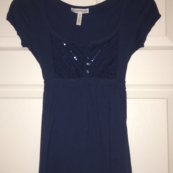 Navy blue tie back shirt