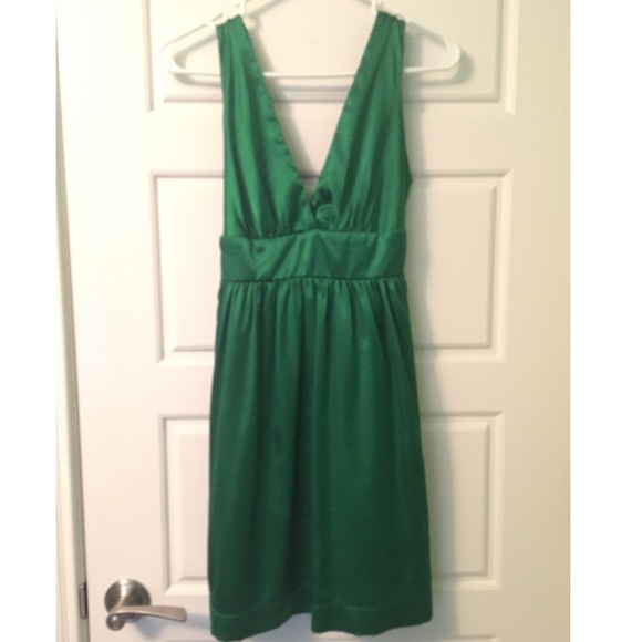 Green satiny dress