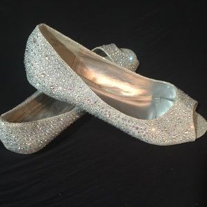Blinged peep toe shoes