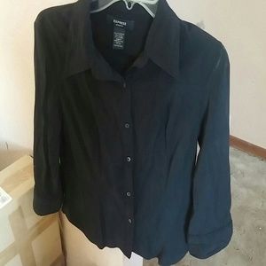 Black button up express business shirt