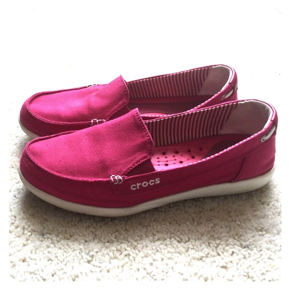 Pink Crocs loafers