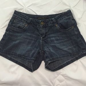 regular dark wash denim shorts