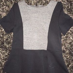 Peplum black and grey top