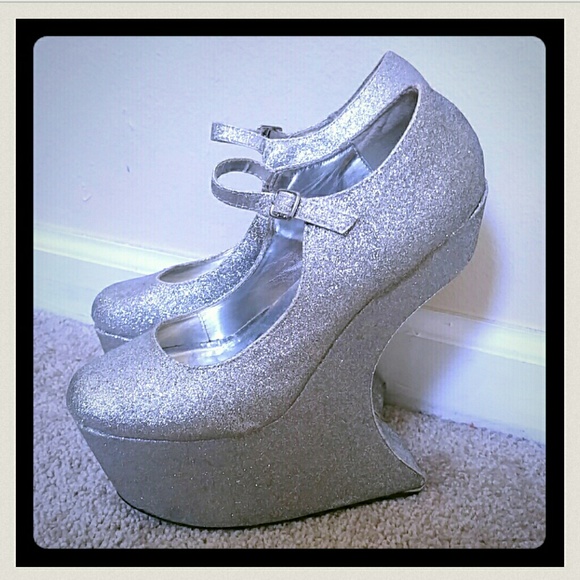 Sparkly Silver Pony Heels
