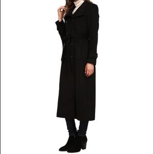 NWT DKNY Black Maxi Trench Coat Waterproof, Small