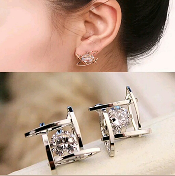 HP||⭐NEW! Beautiful 18k Gold & Silver CZ Earrings - Picture 2 of 3