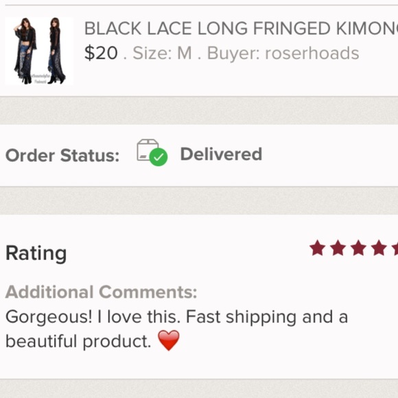 BLACK LACE LONG FRINGED KIMONO - Picture 3 of 4