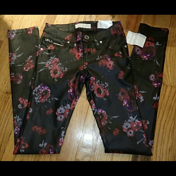 Guess Floral Coated Jeans Size 24 - NWT - Picture 2 of 4