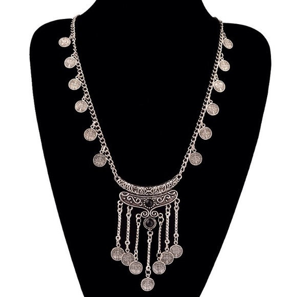 Jewelry - Boho Antique Silver Coin Necklace