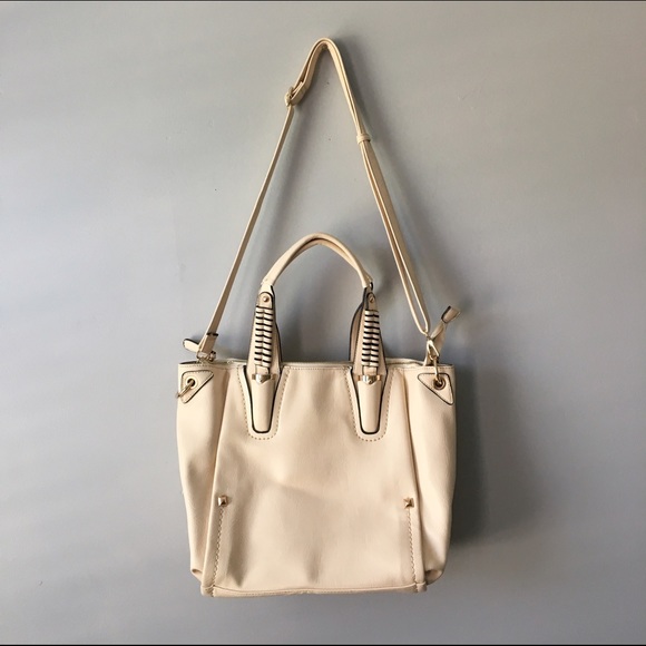 Cream Tote/Messenger Bag