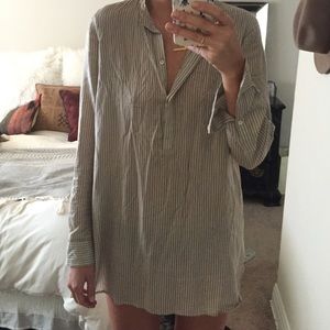 Vince tunic pinstripe woven long sleeve blouse