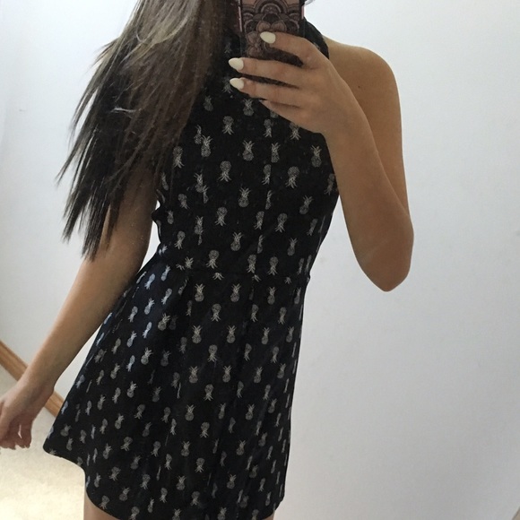 Black Pineapple Print Dress